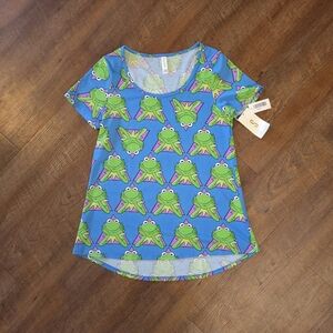 Lularoe Disney Classic T Shirt Kermit The Frog Muppets Blue Size Small S NWT